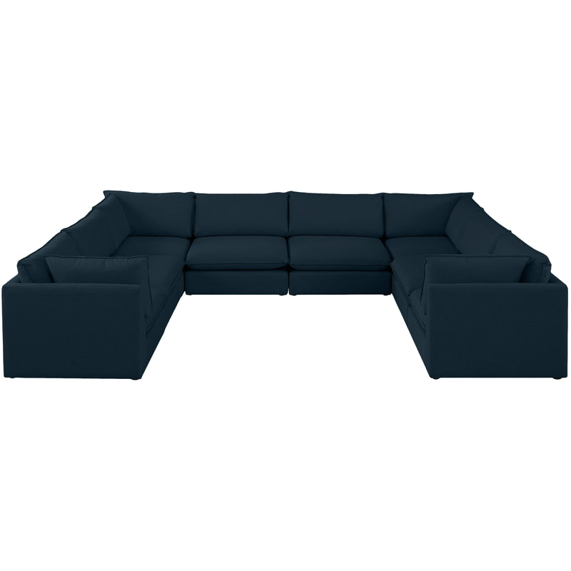 Meridian Mackenzie Navy Durable Linen Textured Modular Sectional IMAGE 4