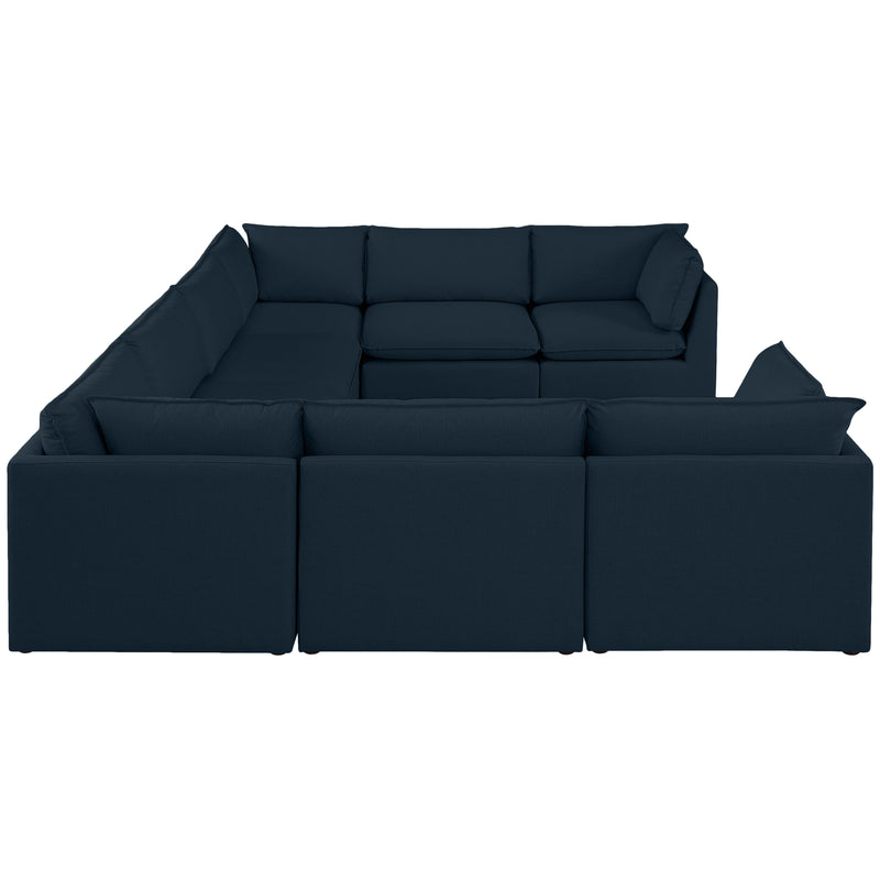 Meridian Mackenzie Navy Durable Linen Textured Modular Sectional IMAGE 5