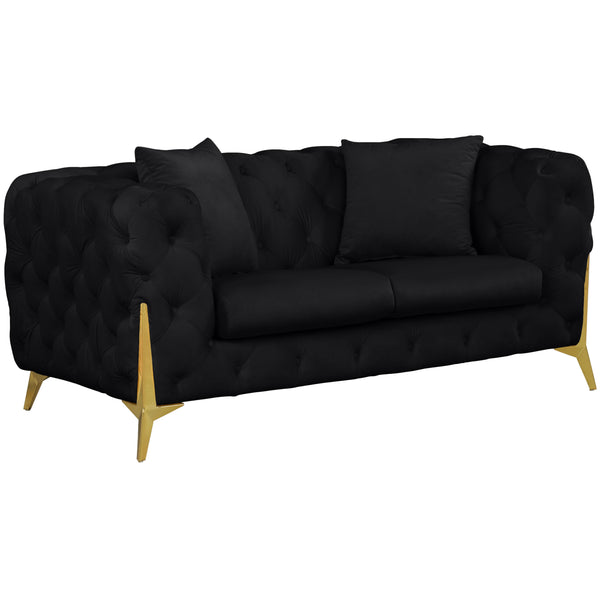 Meridian Kingdom Black Velvet Loveseat IMAGE 1