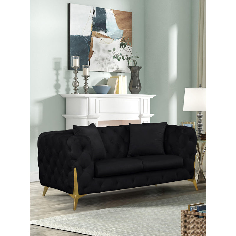 Meridian Kingdom Black Velvet Loveseat IMAGE 2