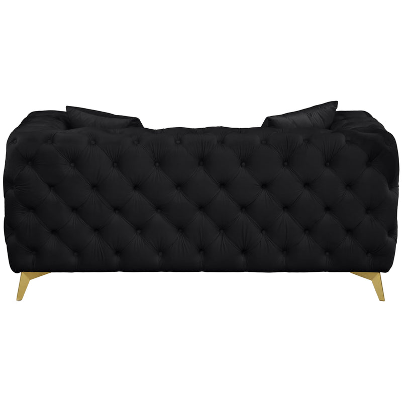 Meridian Kingdom Black Velvet Loveseat IMAGE 3