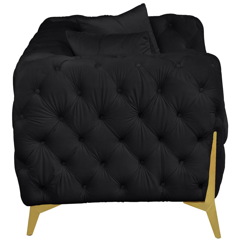 Meridian Kingdom Black Velvet Loveseat IMAGE 4