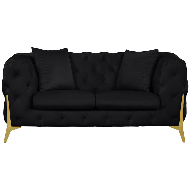 Meridian Kingdom Black Velvet Loveseat IMAGE 5