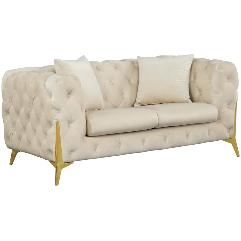 Meridian Kingdom Cream Velvet Loveseat IMAGE 1