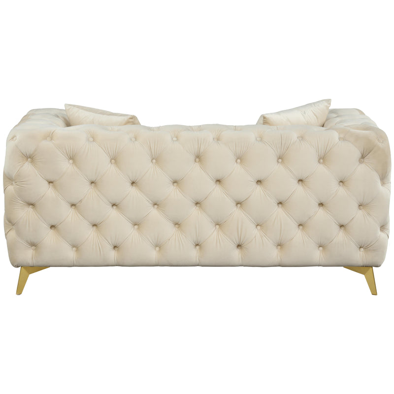 Meridian Kingdom Cream Velvet Loveseat IMAGE 3