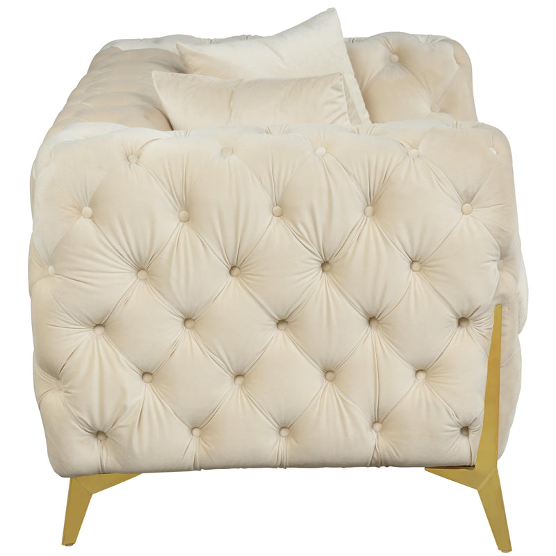 Meridian Kingdom Cream Velvet Loveseat IMAGE 4