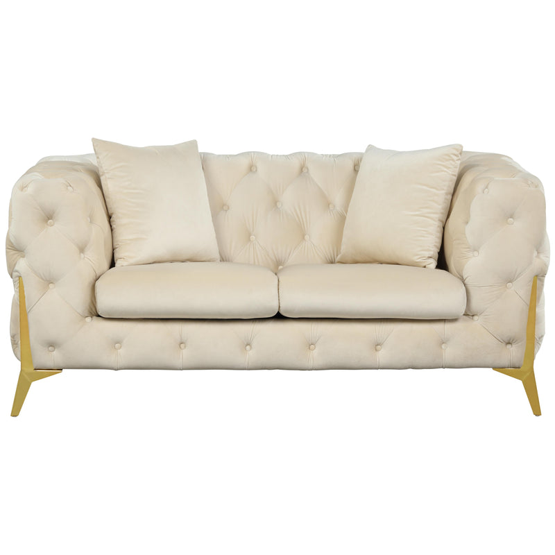 Meridian Kingdom Cream Velvet Loveseat IMAGE 5