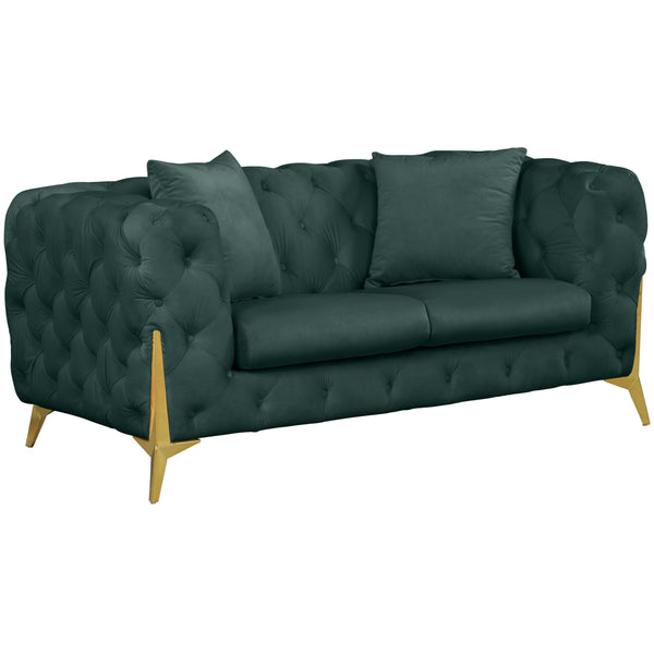 Meridian Kingdom Green Velvet Loveseat IMAGE 1