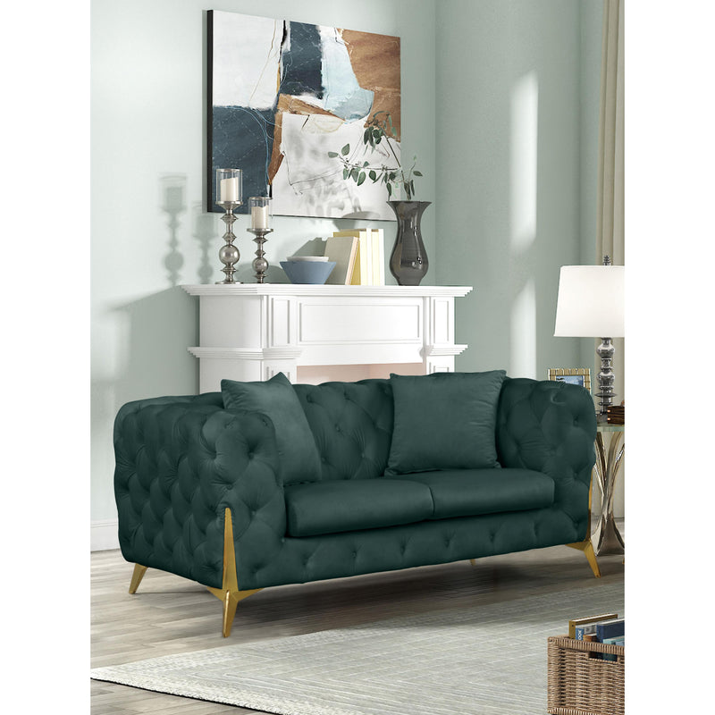 Meridian Kingdom Green Velvet Loveseat IMAGE 2