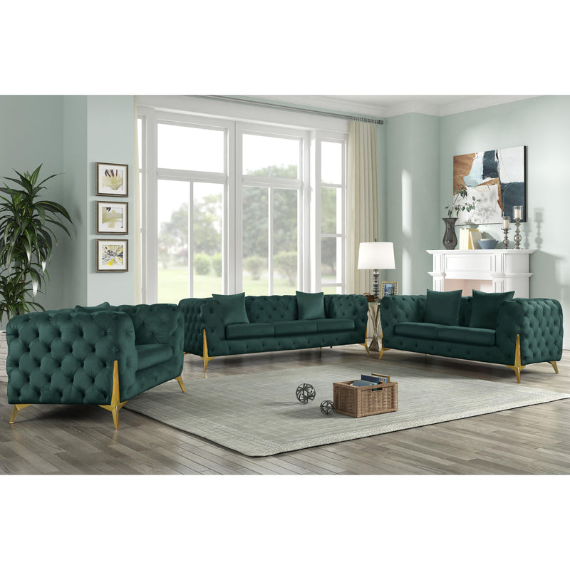 Meridian Kingdom Green Velvet Loveseat IMAGE 6