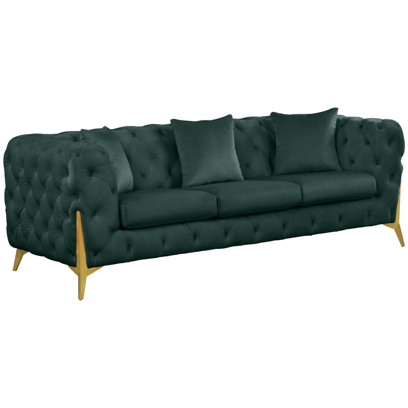 Meridian Kingdom Green Velvet Sofa IMAGE 1