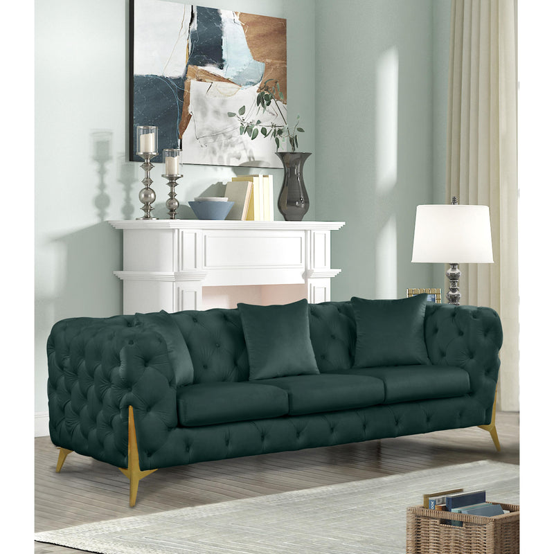 Meridian Kingdom Green Velvet Sofa IMAGE 2