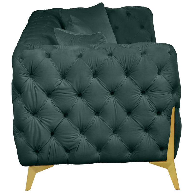 Meridian Kingdom Green Velvet Sofa IMAGE 4