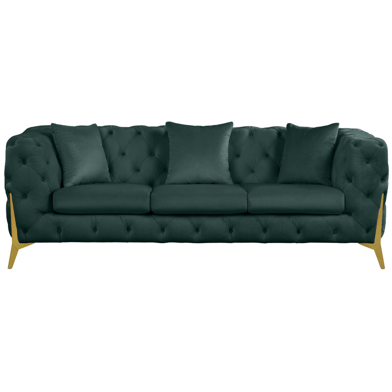 Meridian Kingdom Green Velvet Sofa IMAGE 5