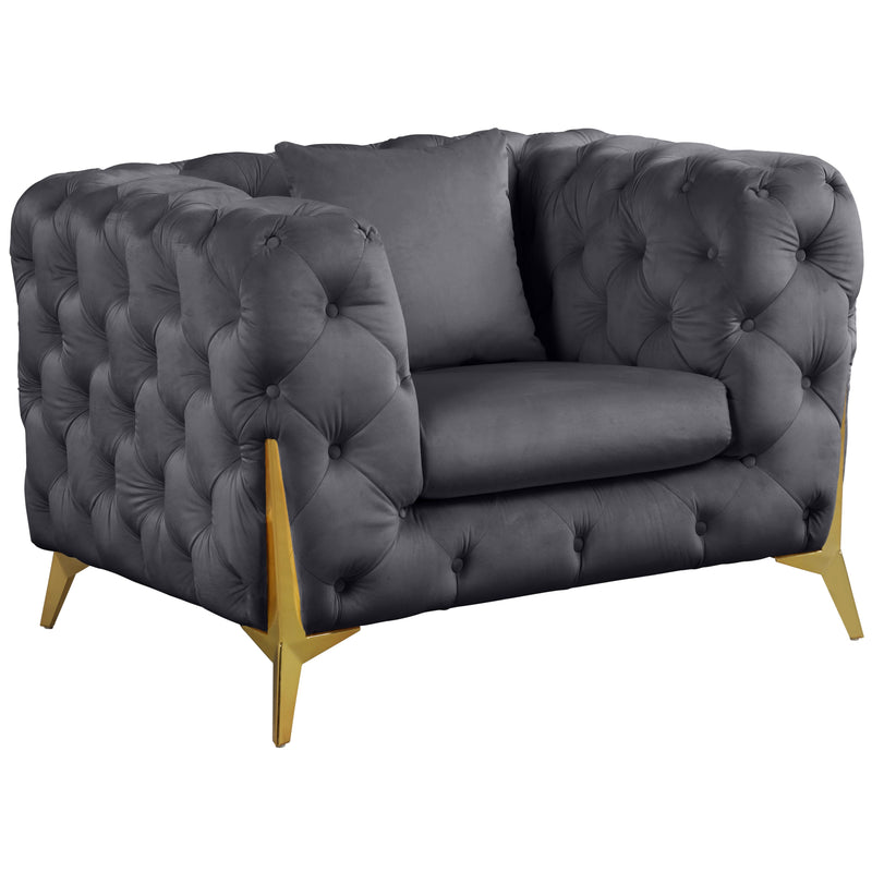 Meridian Kingdom Grey Velvet Chair IMAGE 1