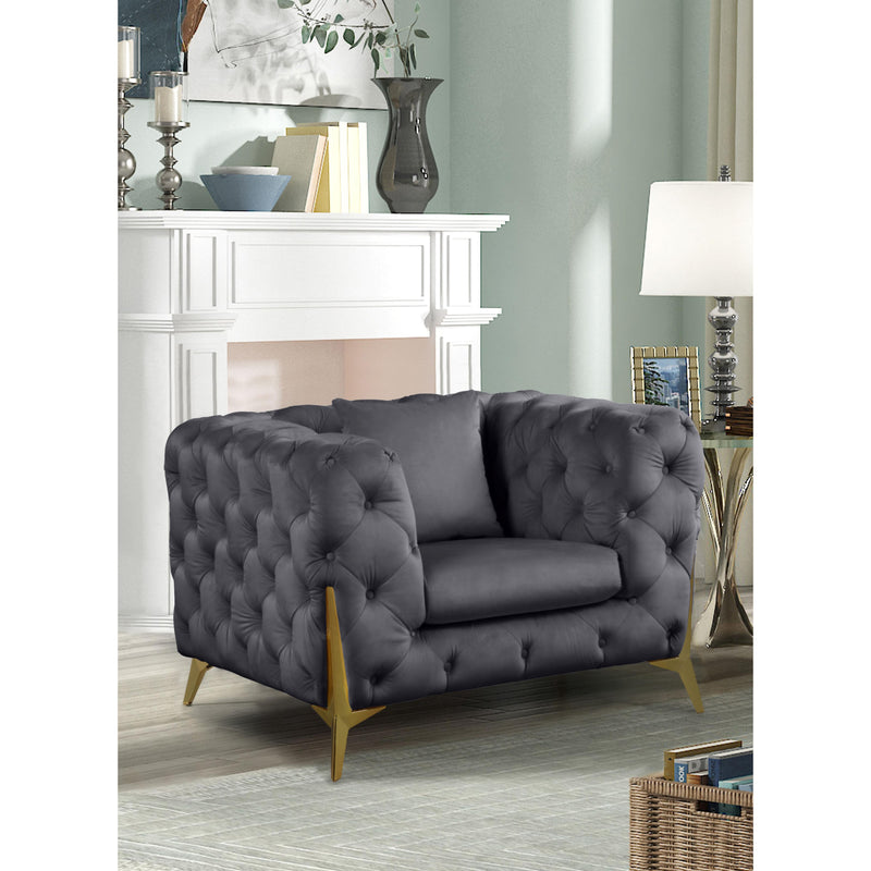 Meridian Kingdom Grey Velvet Chair IMAGE 2