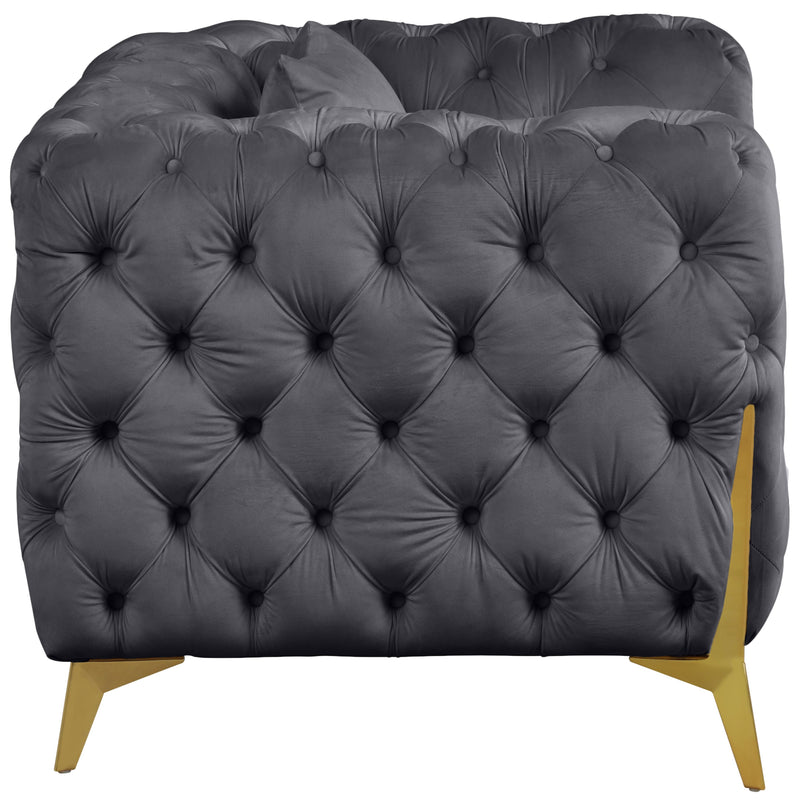 Meridian Kingdom Grey Velvet Chair IMAGE 4