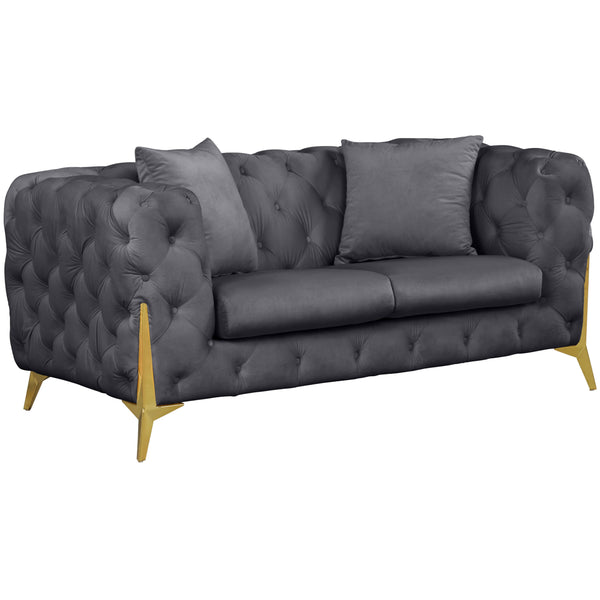 Meridian Kingdom Grey Velvet Loveseat IMAGE 1