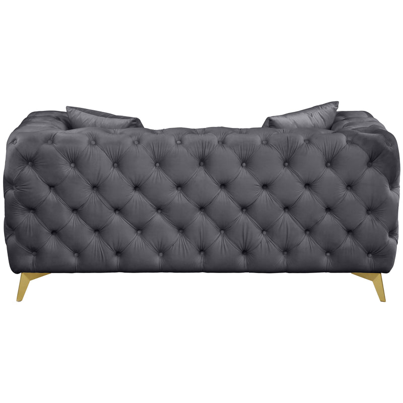 Meridian Kingdom Grey Velvet Loveseat IMAGE 3