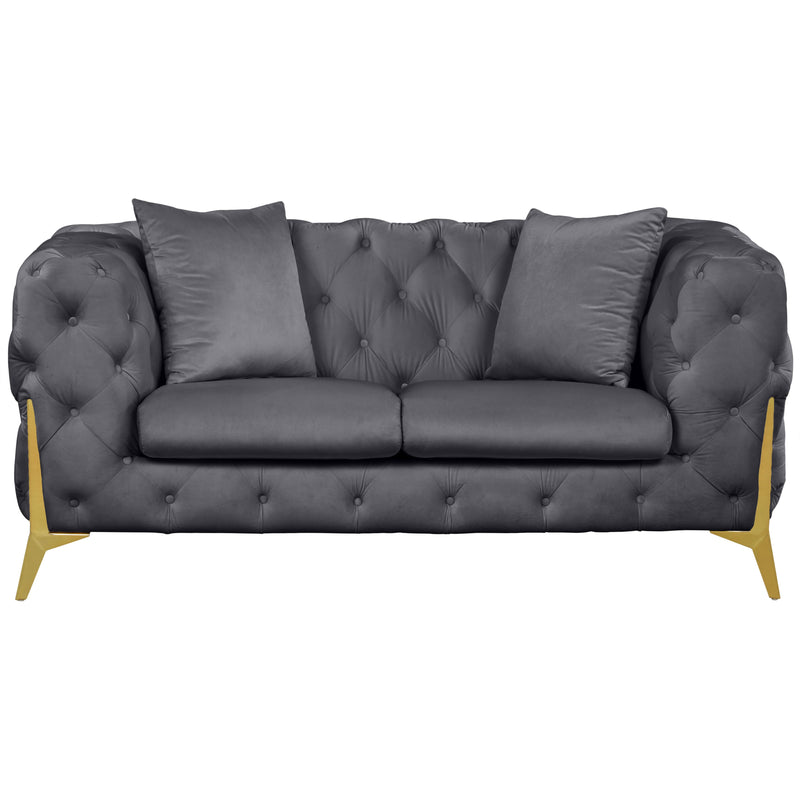 Meridian Kingdom Grey Velvet Loveseat IMAGE 5