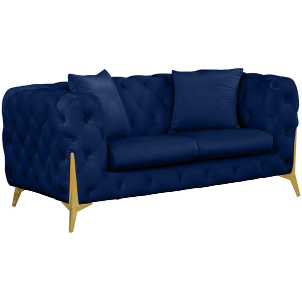 Meridian Kingdom Navy Velvet Loveseat IMAGE 1