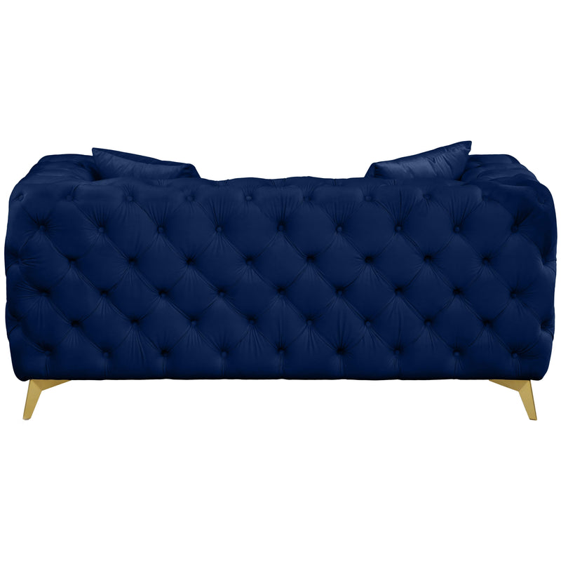 Meridian Kingdom Navy Velvet Loveseat IMAGE 3