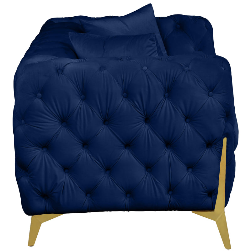 Meridian Kingdom Navy Velvet Loveseat IMAGE 4