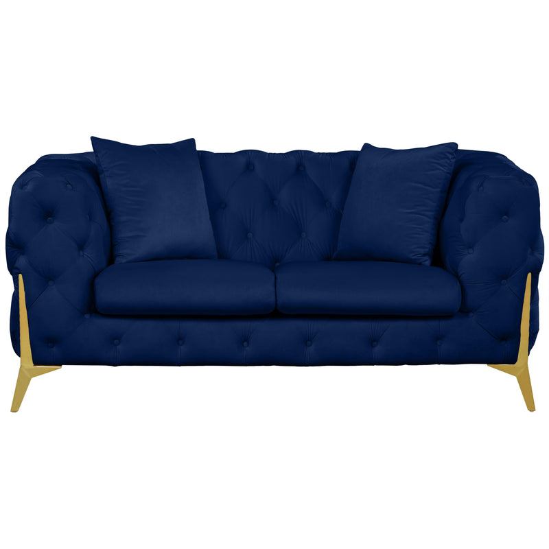 Meridian Kingdom Navy Velvet Loveseat IMAGE 5