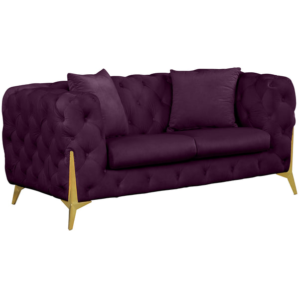 Meridian Kingdom Purple Velvet Loveseat IMAGE 1