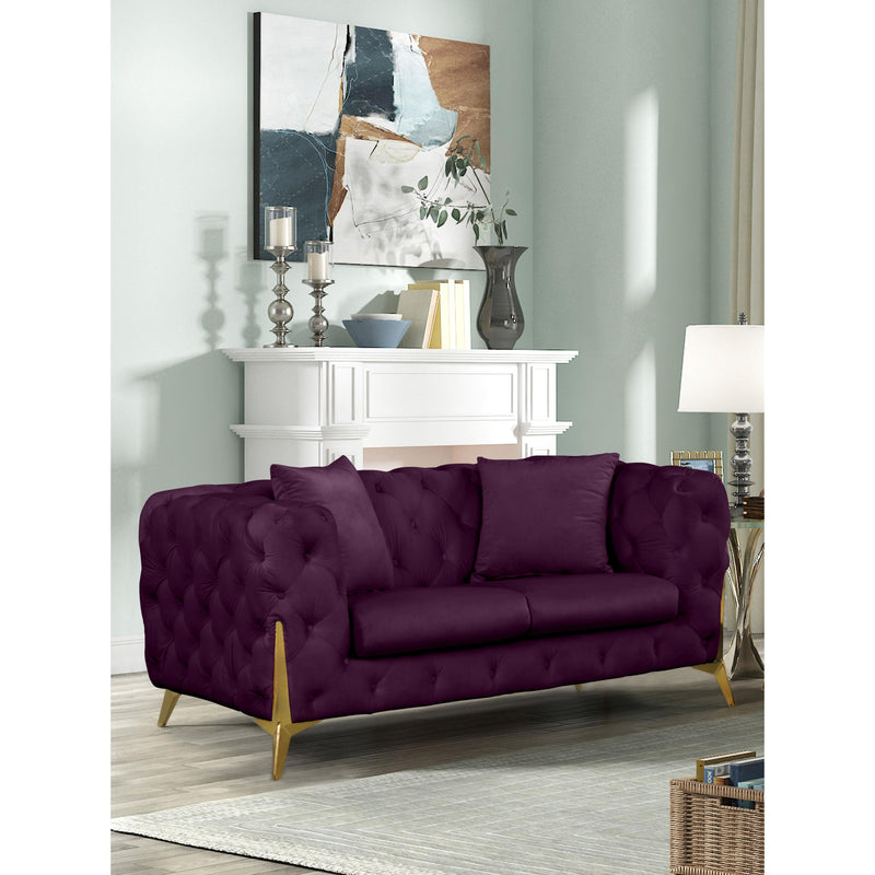 Meridian Kingdom Purple Velvet Loveseat IMAGE 2