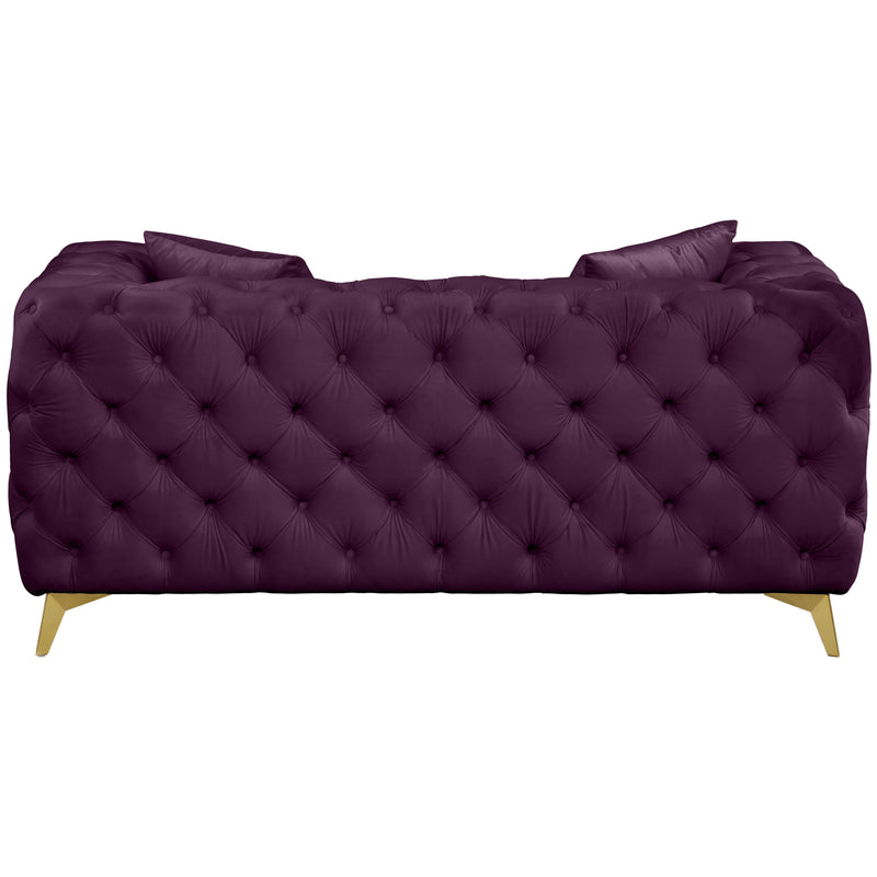 Meridian Kingdom Purple Velvet Loveseat IMAGE 3