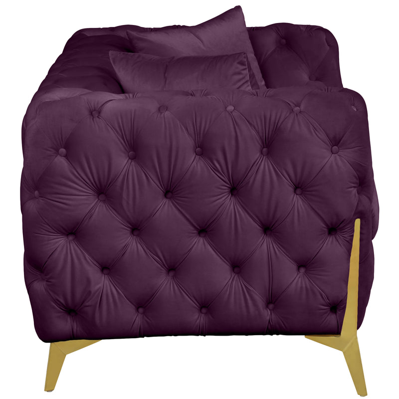 Meridian Kingdom Purple Velvet Loveseat IMAGE 4