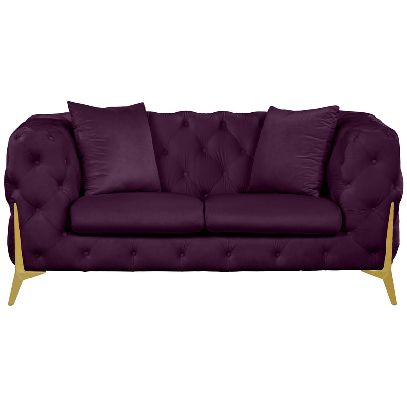 Meridian Kingdom Purple Velvet Loveseat IMAGE 5