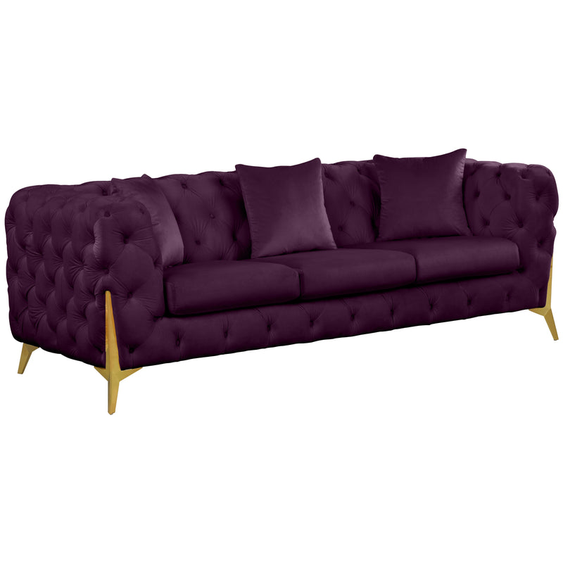 Meridian Kingdom Purple Velvet Sofa IMAGE 1