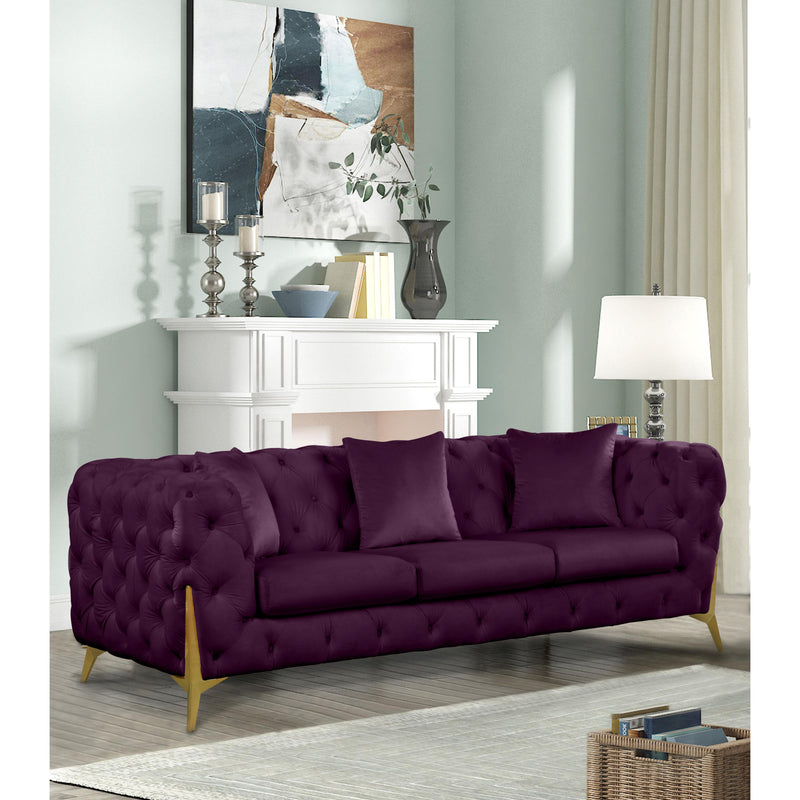 Meridian Kingdom Purple Velvet Sofa IMAGE 2