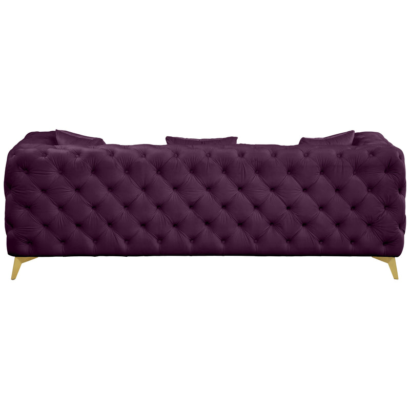 Meridian Kingdom Purple Velvet Sofa IMAGE 3