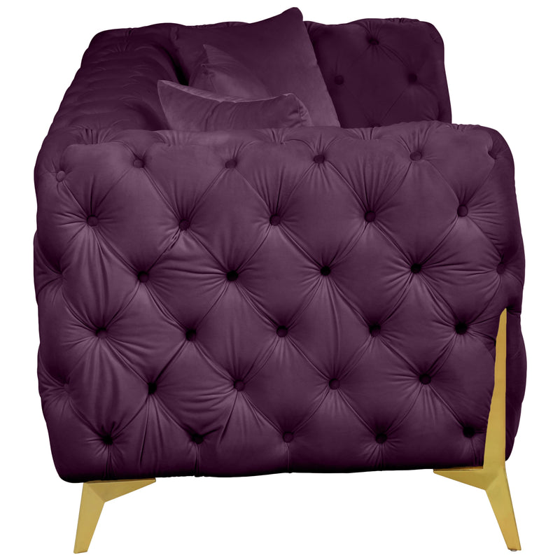 Meridian Kingdom Purple Velvet Sofa IMAGE 4