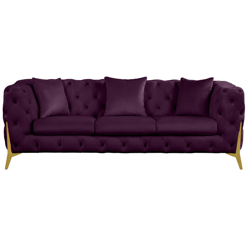 Meridian Kingdom Purple Velvet Sofa IMAGE 5