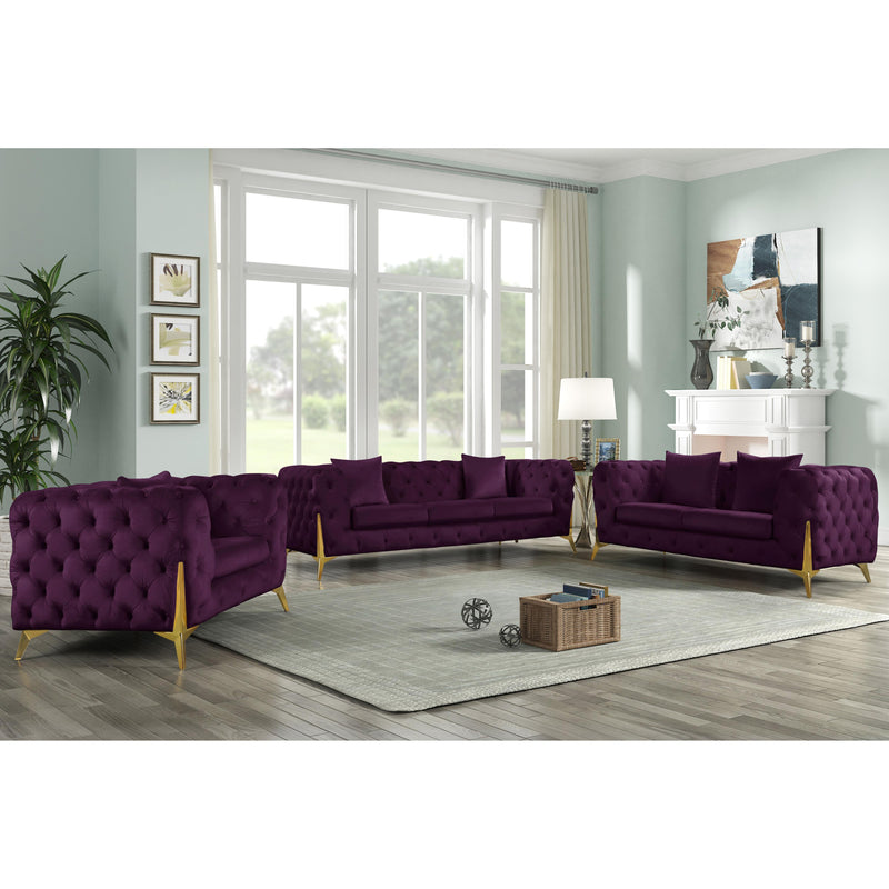 Meridian Kingdom Purple Velvet Sofa IMAGE 6