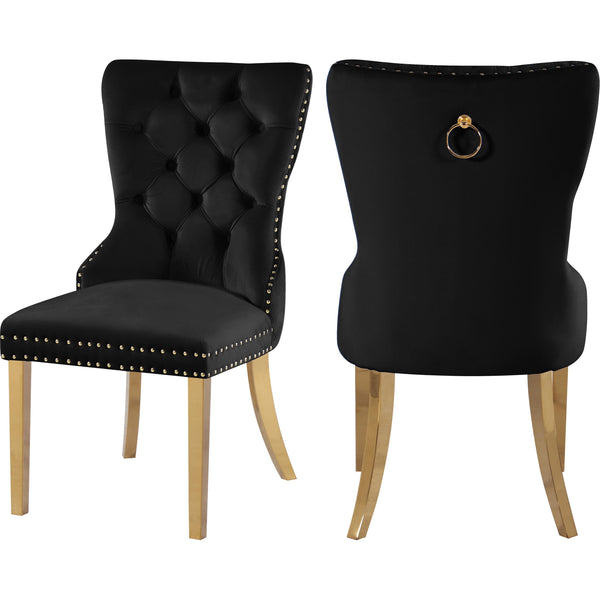 Meridian Carmen Black Velvet Dining Chairs IMAGE 1