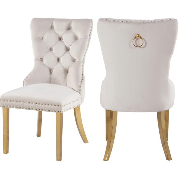 Meridian Carmen Cream Velvet Dining Chairs IMAGE 1