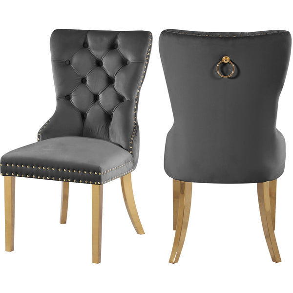 Meridian Carmen Grey Velvet Dining Chairs IMAGE 1