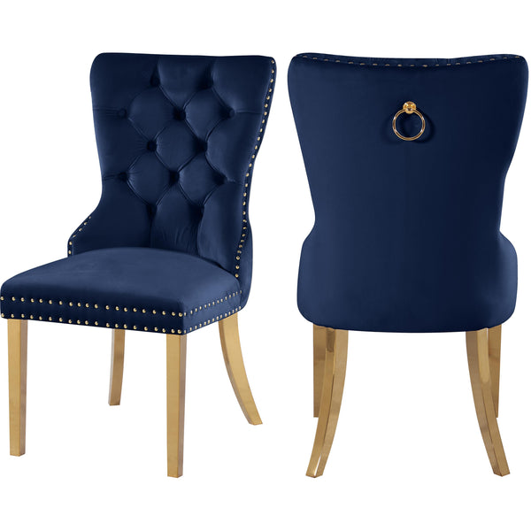 Meridian Carmen Navy Velvet Dining Chairs IMAGE 1