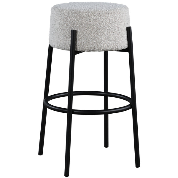 Meridian Avalon Cream Boucle Fabric Bar Stool IMAGE 1