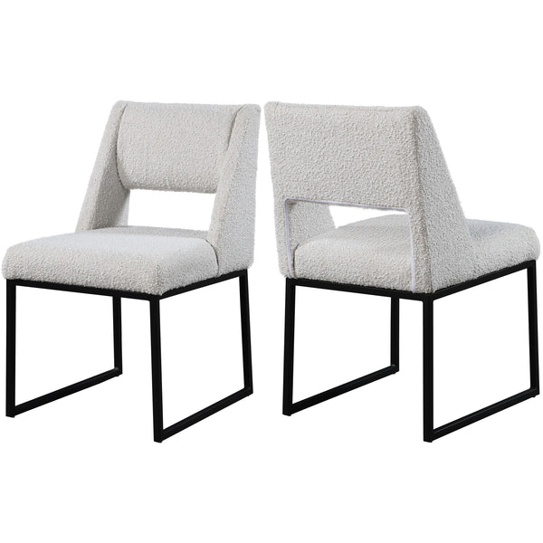 Meridian Jayce Cream Boucle Fabric Dining Chair IMAGE 1