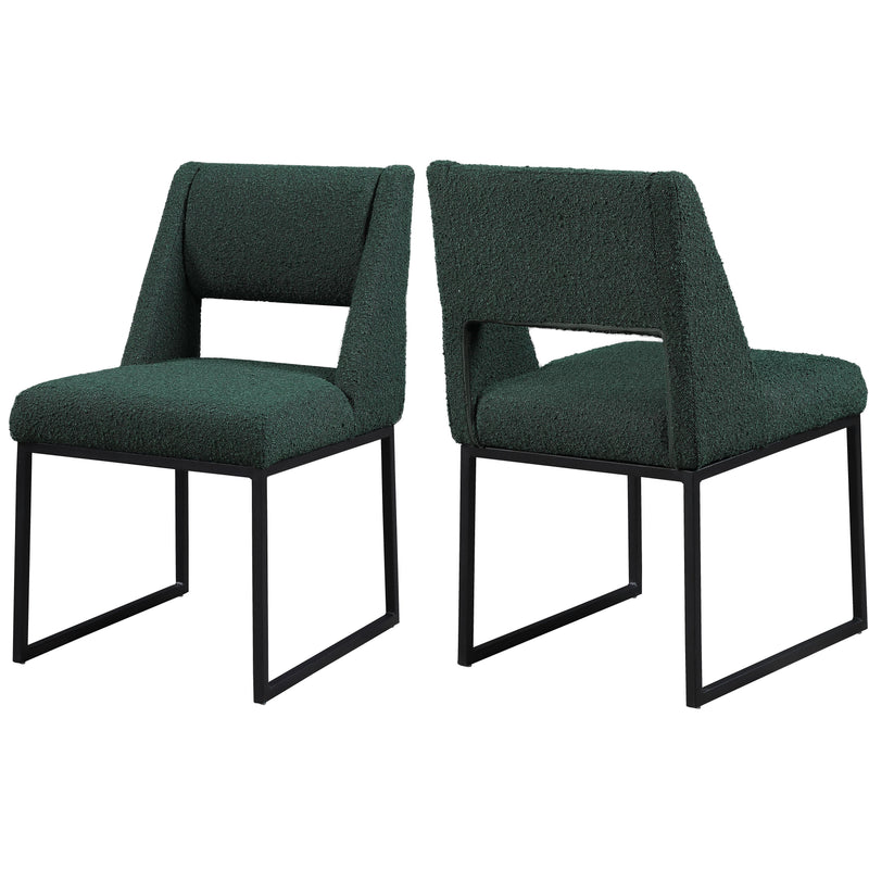 Meridian Jayce Green Boucle Fabric Dining Chair IMAGE 1