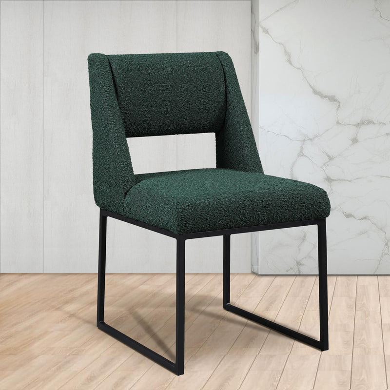 Meridian Jayce Green Boucle Fabric Dining Chair IMAGE 2