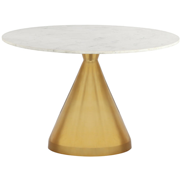 Meridian Emery White Marble Dining Table IMAGE 1