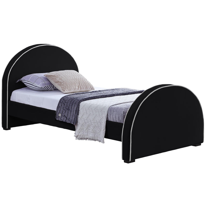 Meridian Brody Black Velvet Twin Bed IMAGE 1