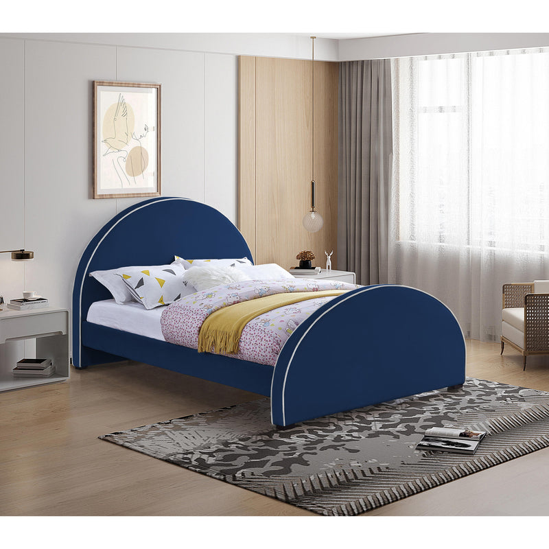 Meridian Brody Navy Velvet Queen Bed IMAGE 2